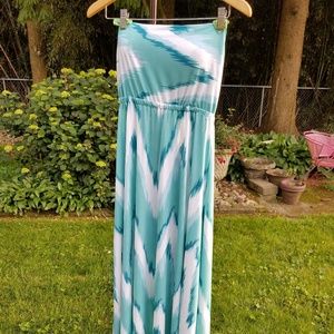 K-DASH strapless Ikat print maxi dress